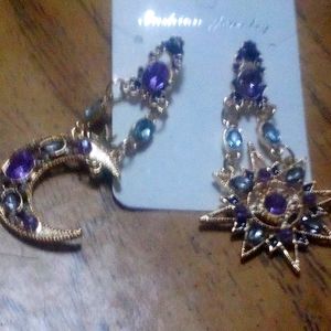 Multi Color Rhinestones Celestial Earrings
